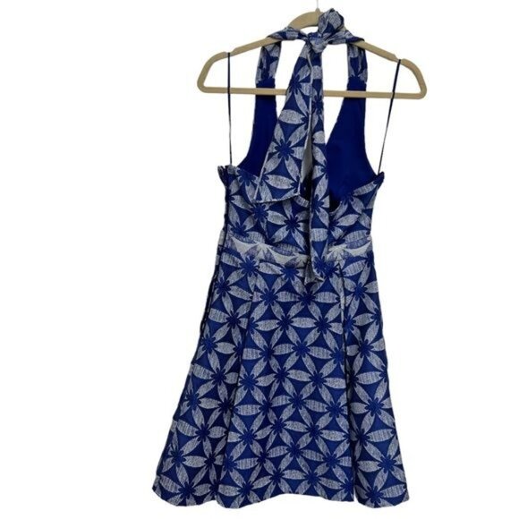 ModCloth Pleated Fit and Flare Halter Floral Dress, Size Small - Picture 2 of 8